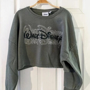 Walt Disney Oversized Boxy Crop Sweatshirt Green Sz.M Cute‎ Soft